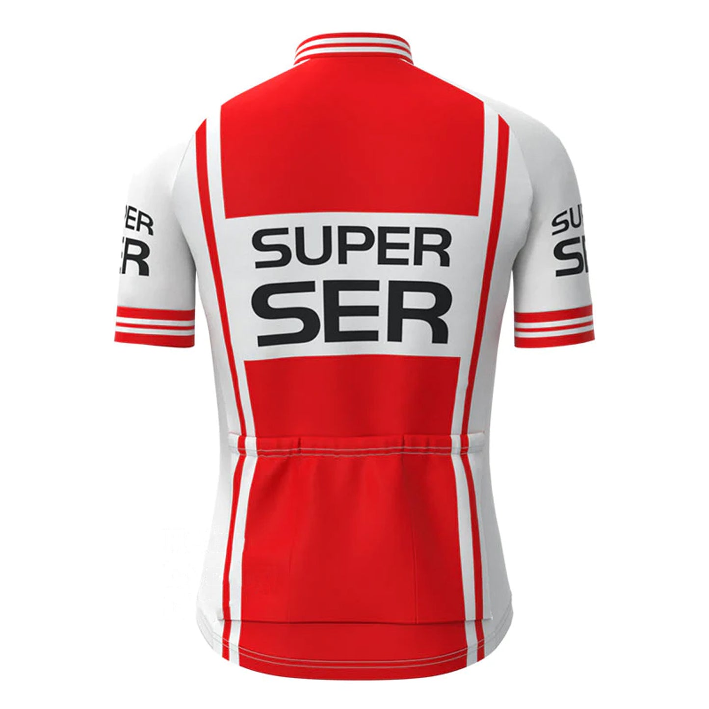 Super Ser White Red Short Sleeve Vintage Cycling Jersey Top
