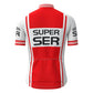 Super Ser White Red Short Sleeve Vintage Cycling Jersey Top