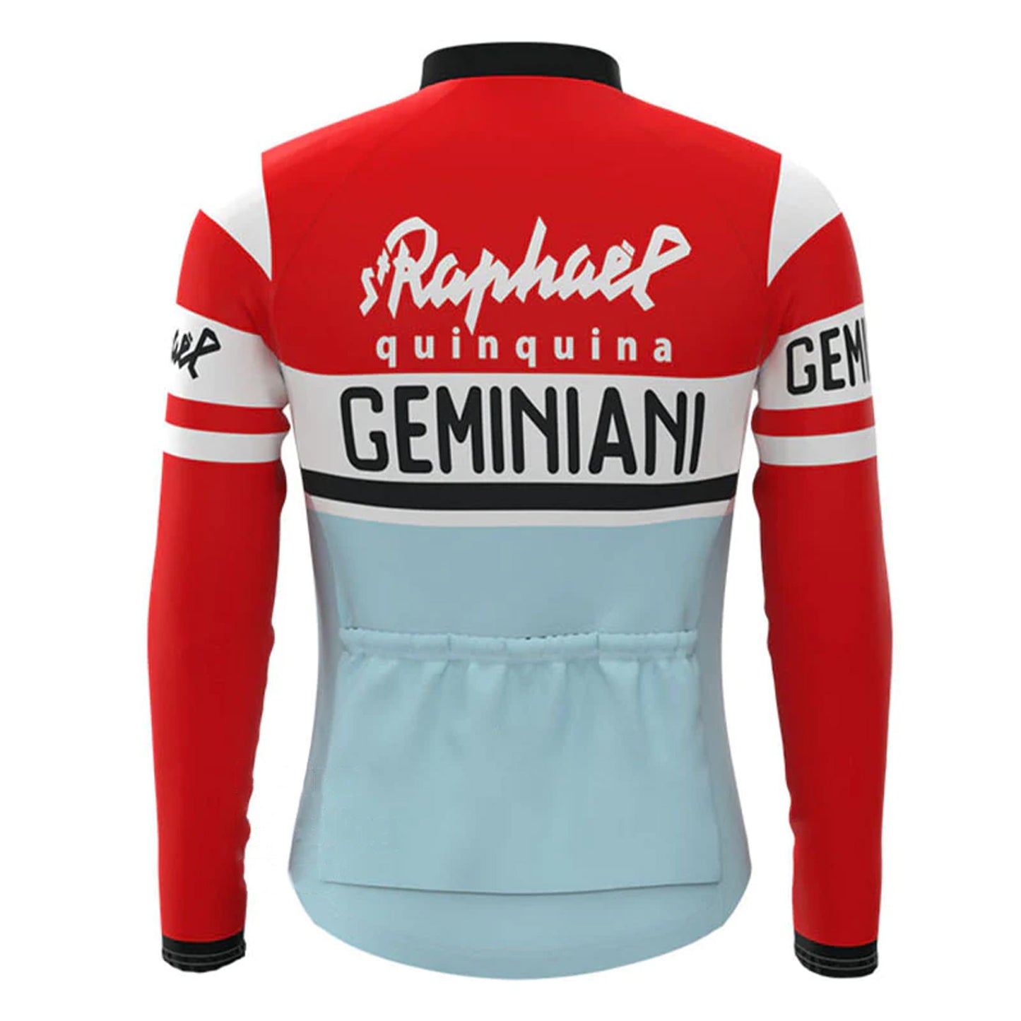 Saint Raphaël Geminiani Red Blue Long Sleeve Cycling Jersey Matching Set