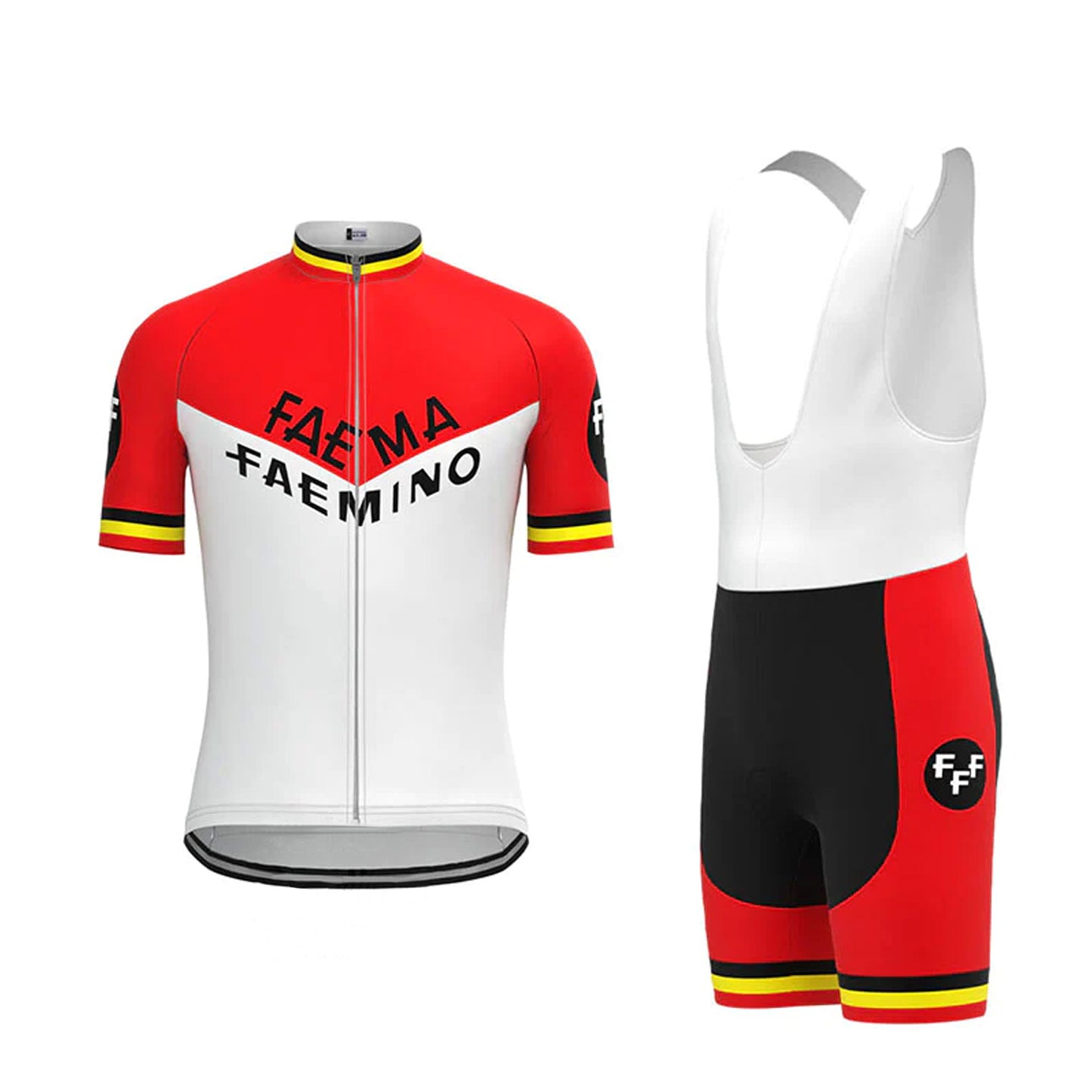 FAEMA White Red Vintage Short Sleeve Cycling Jersey Matching Set