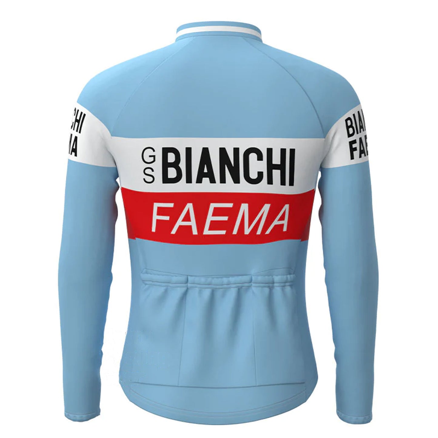 BIANCHI Red Blue Vintage Long Sleeve Cycling Jersey Matching Set