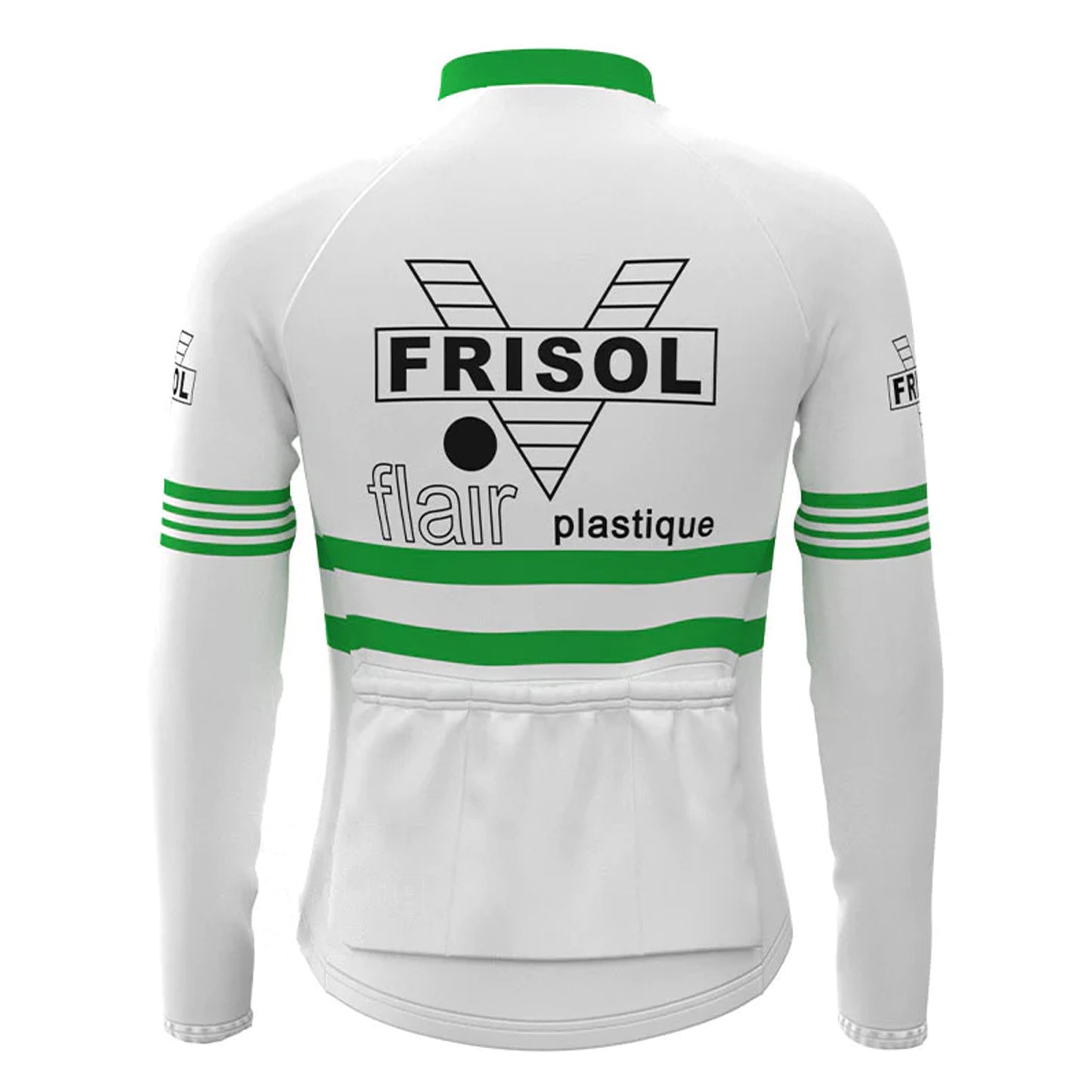 Frisol White Long Sleeve Vintage Cycling Jersey Top