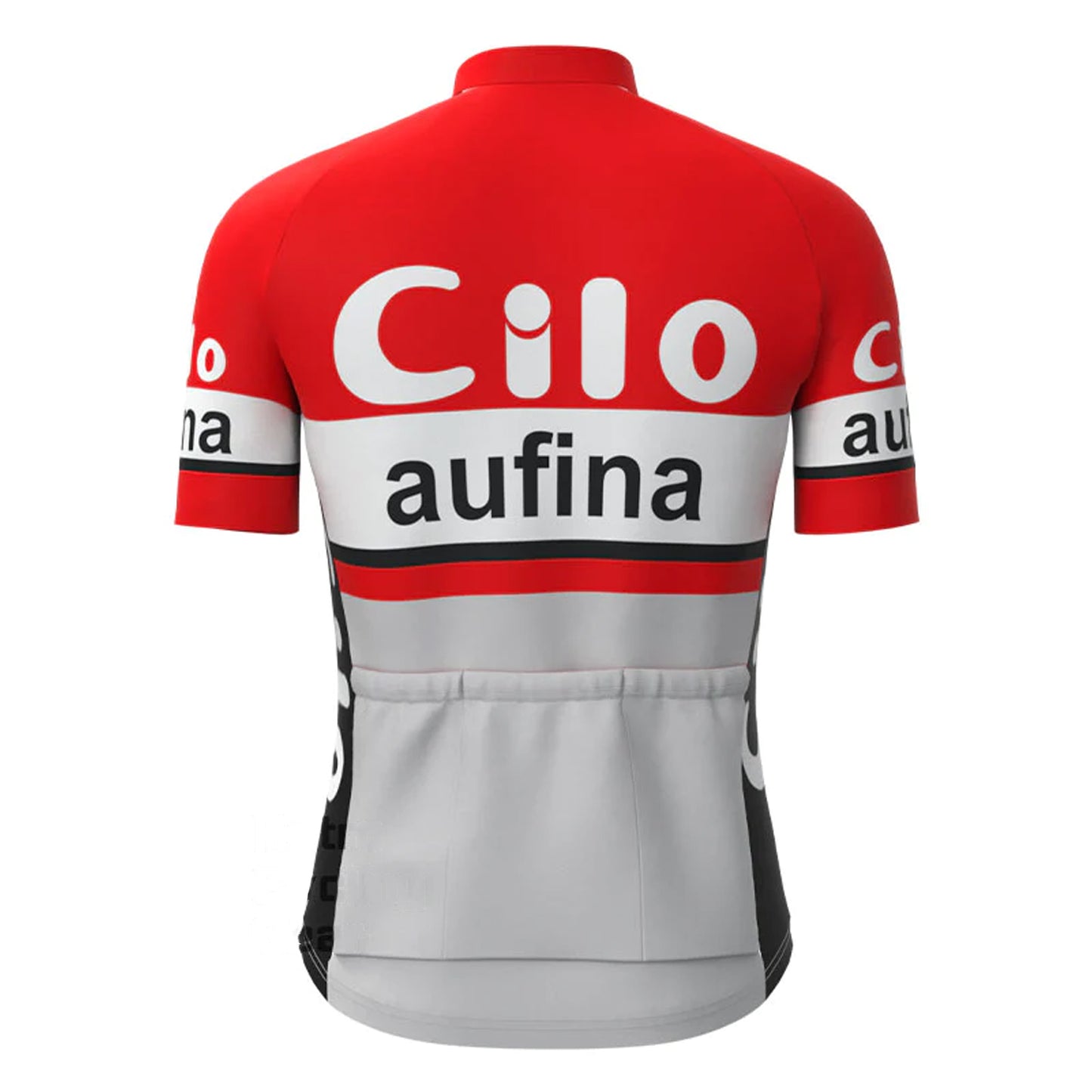 Cilo–Aufina Gray Red Vintage Short Sleeve Cycling Jersey Matching Set