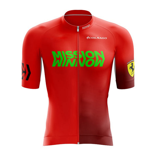 Mission Winnow Red Funny MTB Short Sleeve Cycling Jersey Top