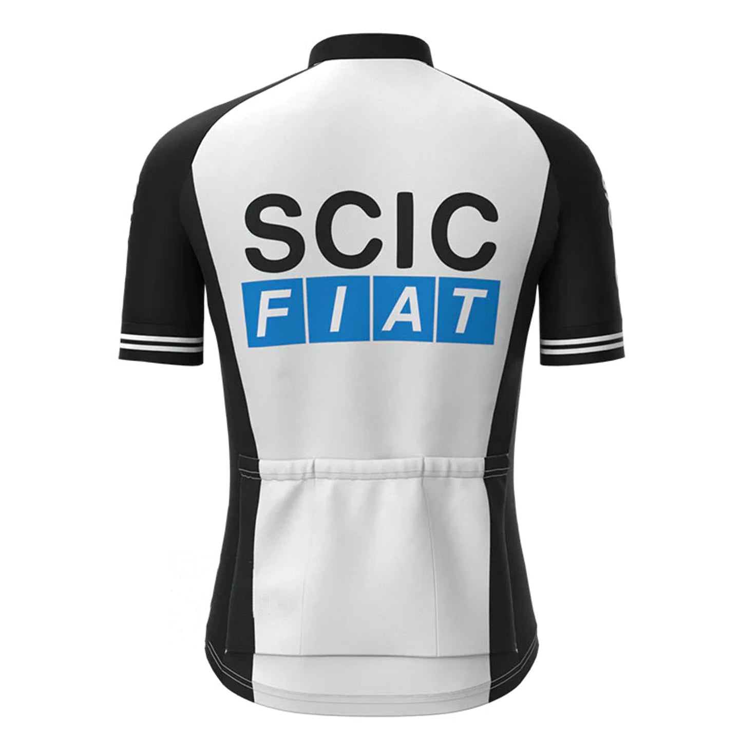 Scic FIAT Black White Short Sleeve Vintage Cycling Jersey Top