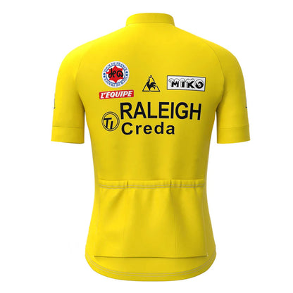 Ti Raleigh Yellow Short Sleeve Vintage Cycling Jersey Top