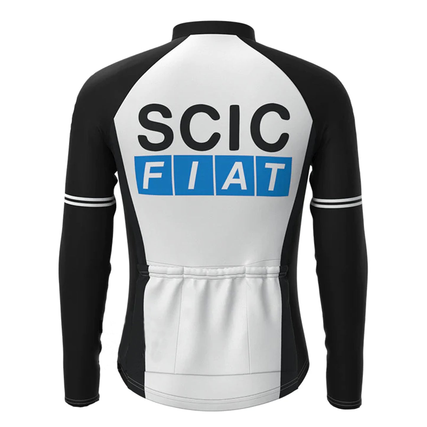 SCIC FIAT Black White Long Sleeve Cycling Jersey Matching Kit