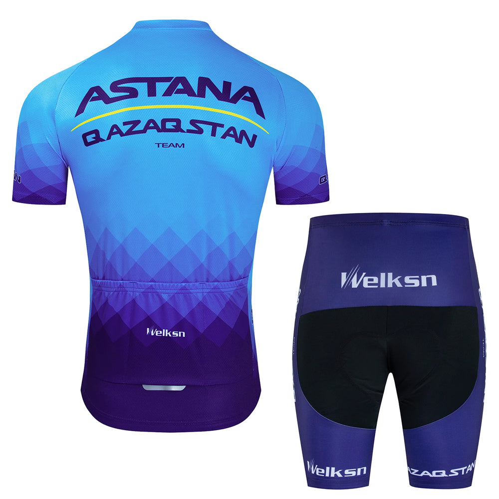 Astana Blue MTB Short Sleeve Cycling Jersey Matching Kits
