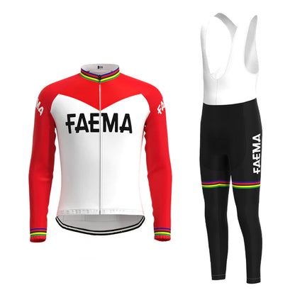 Faema White Long Sleeve Cycling Jersey Matching Set
