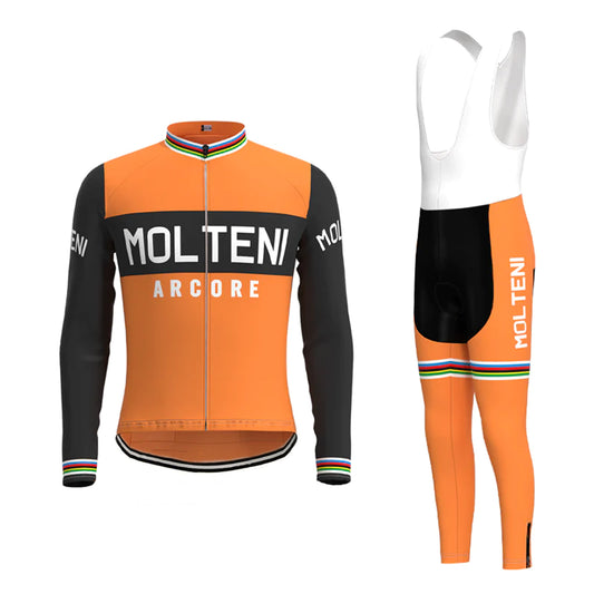 Molteni Orange Long Sleeve Cycling Jersey Matching Set