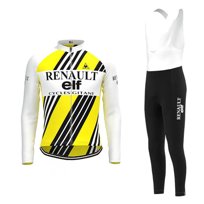 Renault ELF Yellow Stripe Long Sleeve Cycling Jersey Matching Set