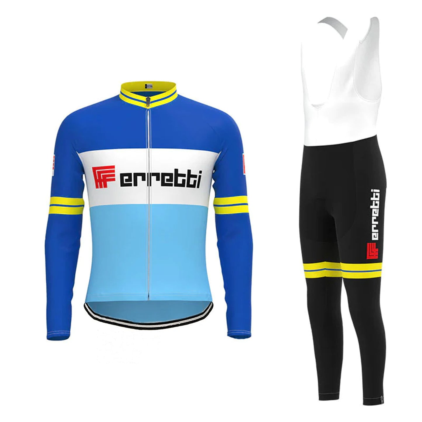 Ferretti Blue Long Sleeve Cycling Jersey Matching Set