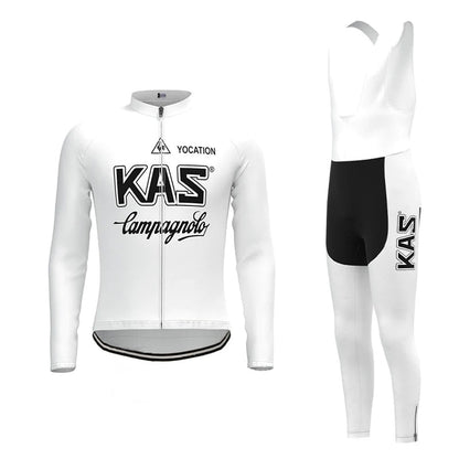 KAS White Vintage Long Sleeve Cycling Jersey Matching Set