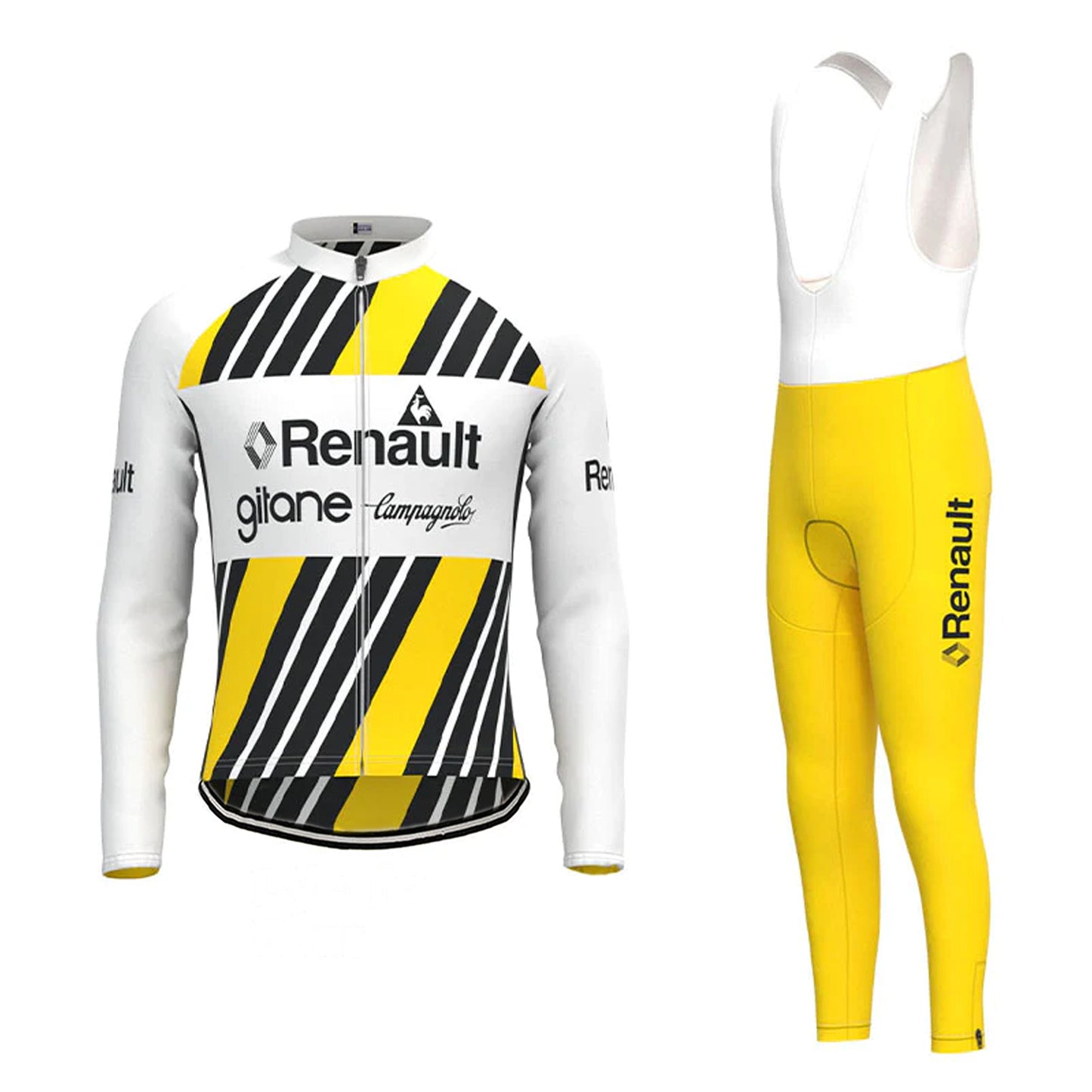 Renault Gitane Yellow Long Sleeve Cycling Jersey Matching Set