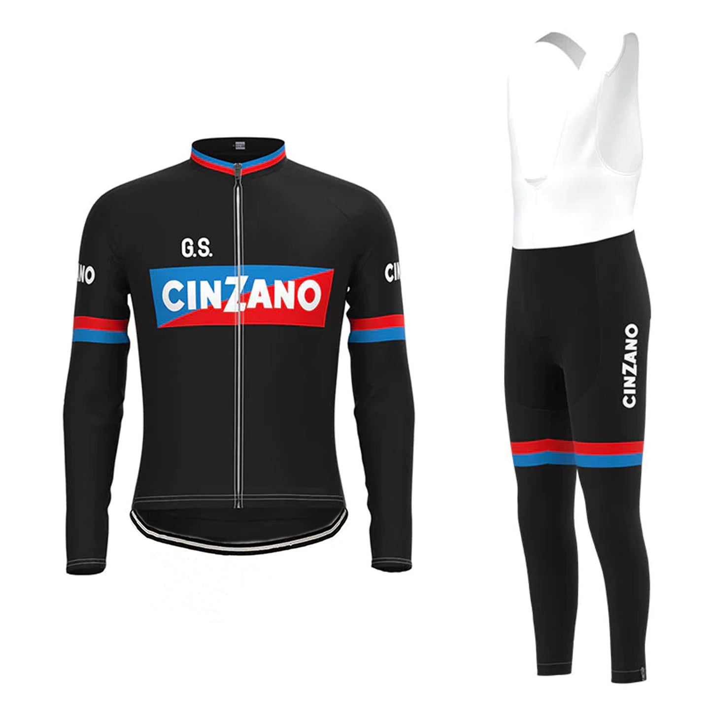 Cinzano Black Long Sleeve Cycling Jersey Matching Set