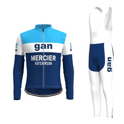 gan Blue Long Sleeve Cycling Jersey Matching Set