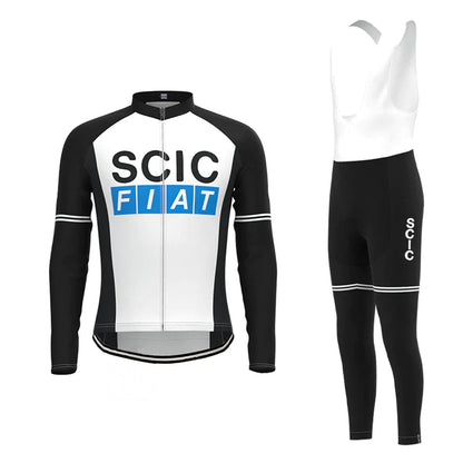 SCIC FIAT Black White Long Sleeve Cycling Jersey Matching Kit