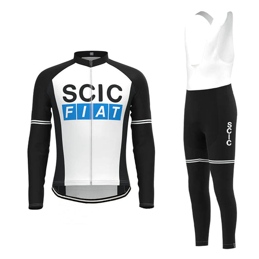 SCIC FIAT Black White Long Sleeve Cycling Jersey Matching Kit