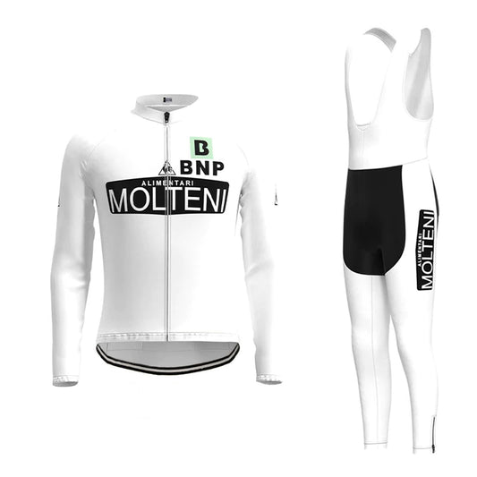 Molteni White Vintage Long Sleeve Cycling Jersey Matching Set