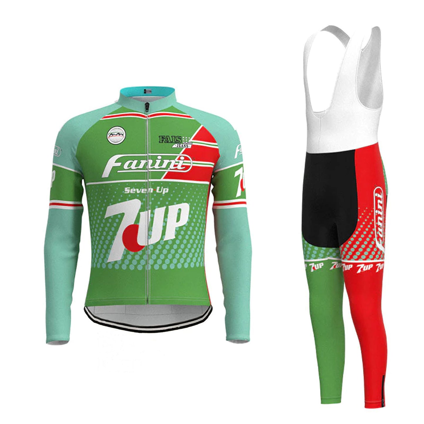Fanini Seven Up Green Long Sleeve Cycling Jersey Matching Set