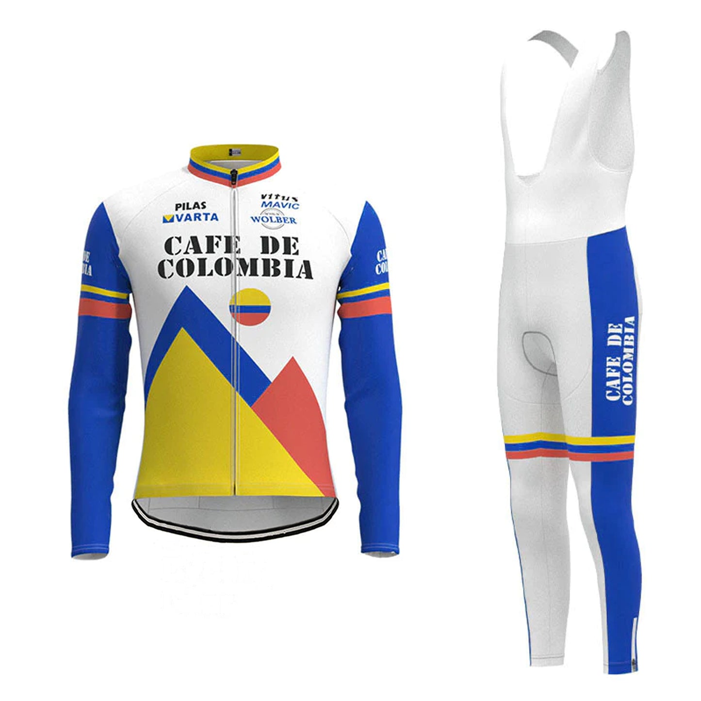 Café de Colombia Yellow Long Sleeve Cycling Jersey Matching Set