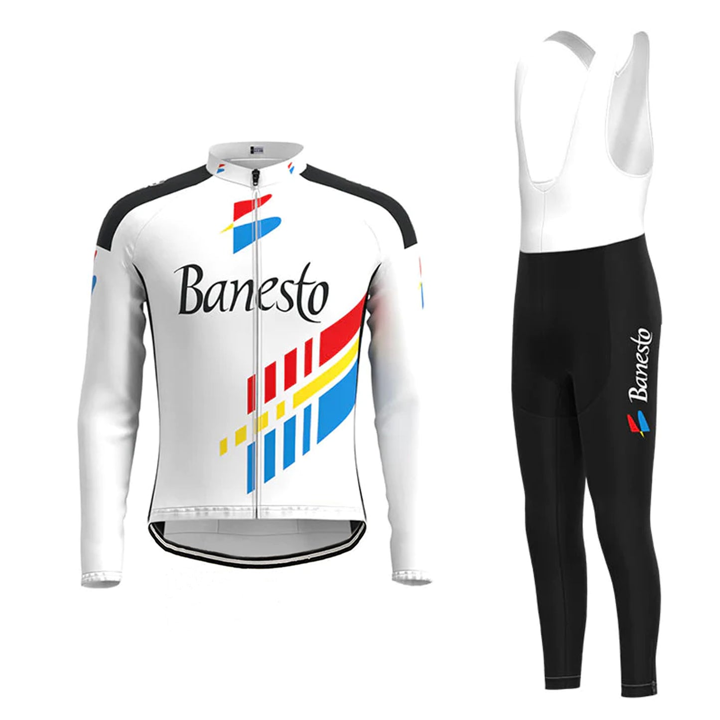 Banesto White Long Sleeve Cycling Jersey Matching Set