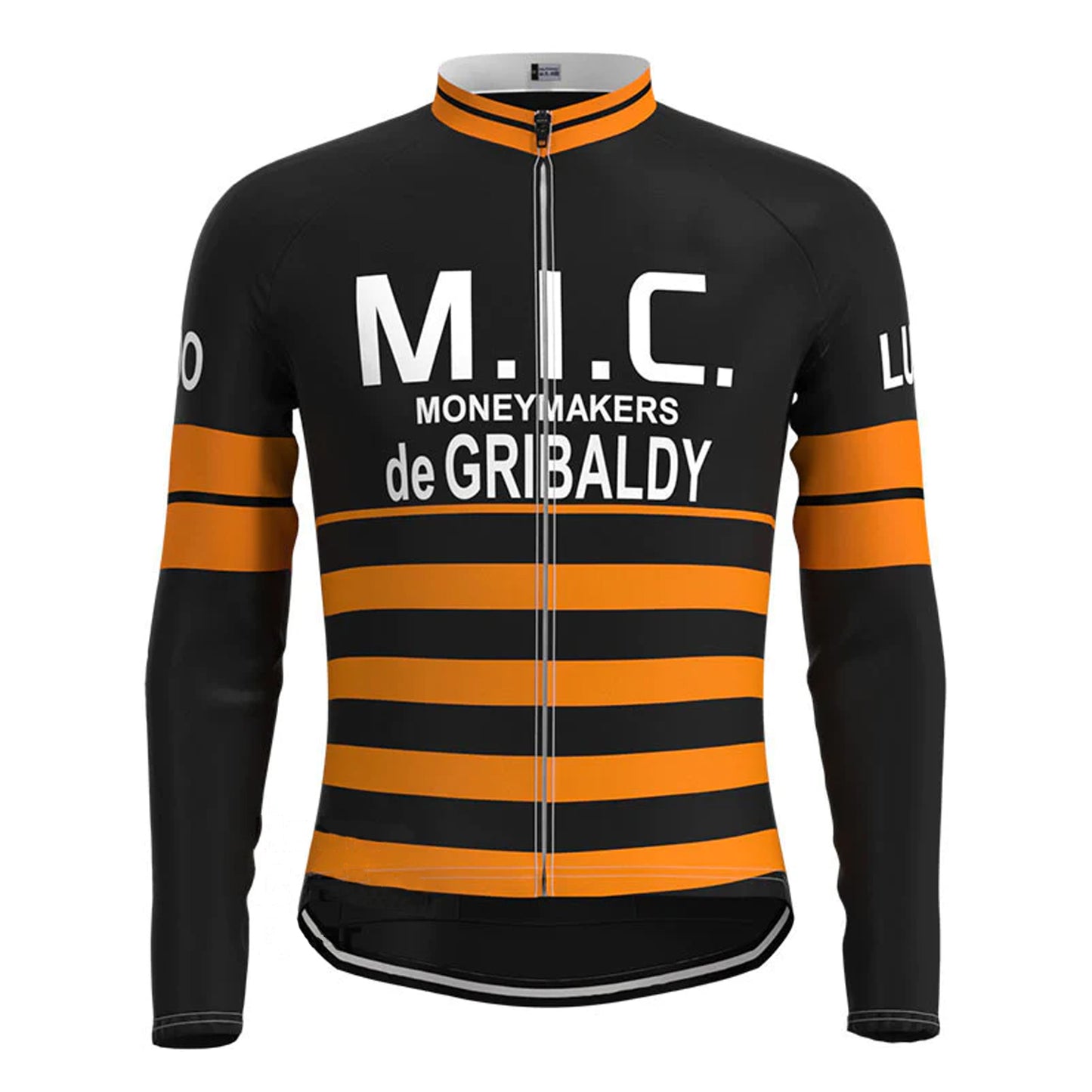 M.I.C Black Vintage Long Sleeve Cycling Jersey Top