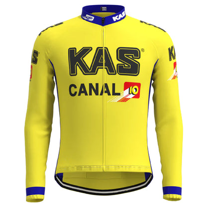 KAS Yellow Vintage Long Sleeve Cycling Jersey Top