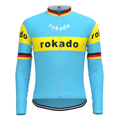 Rokado Blue Vintage Long Sleeve Cycling Jersey Top