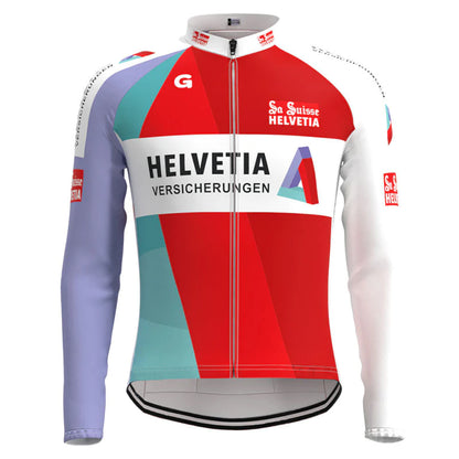 Helvetia La Suisse Red Vintage Long Sleeve Cycling Jersey Top