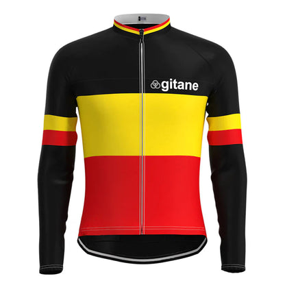 Gitane Black Red Long Sleeve Vintage Cycling Jersey Top