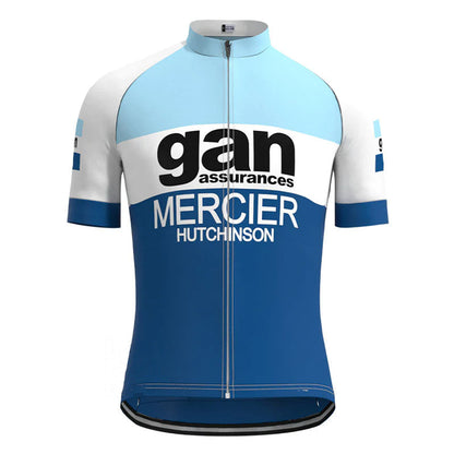 Gan Blue Vintage Short Sleeve Cycling Jersey Top