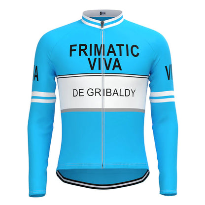 Frimatic–de Gribaldy Blue Vintage Long Sleeve Cycling Jersey Top