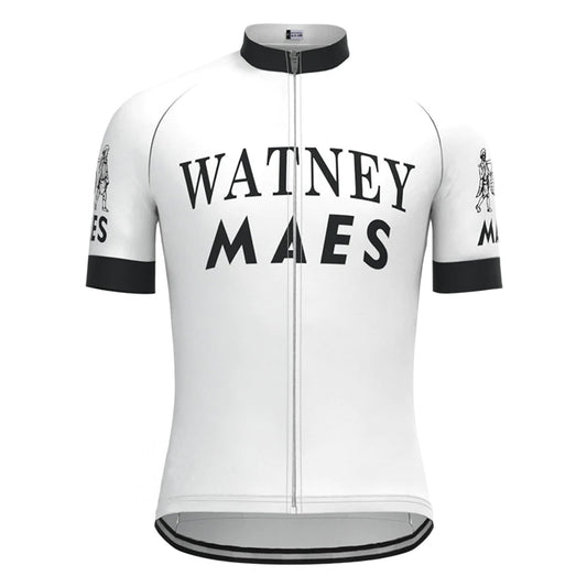 Watney Maes White Vintage Short Sleeve Cycling Jersey Top