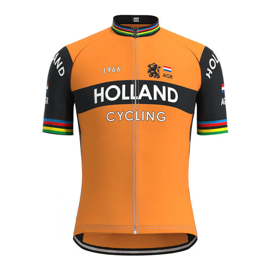 Holland Orange Vintage Short Sleeve Cycling Jersey Top