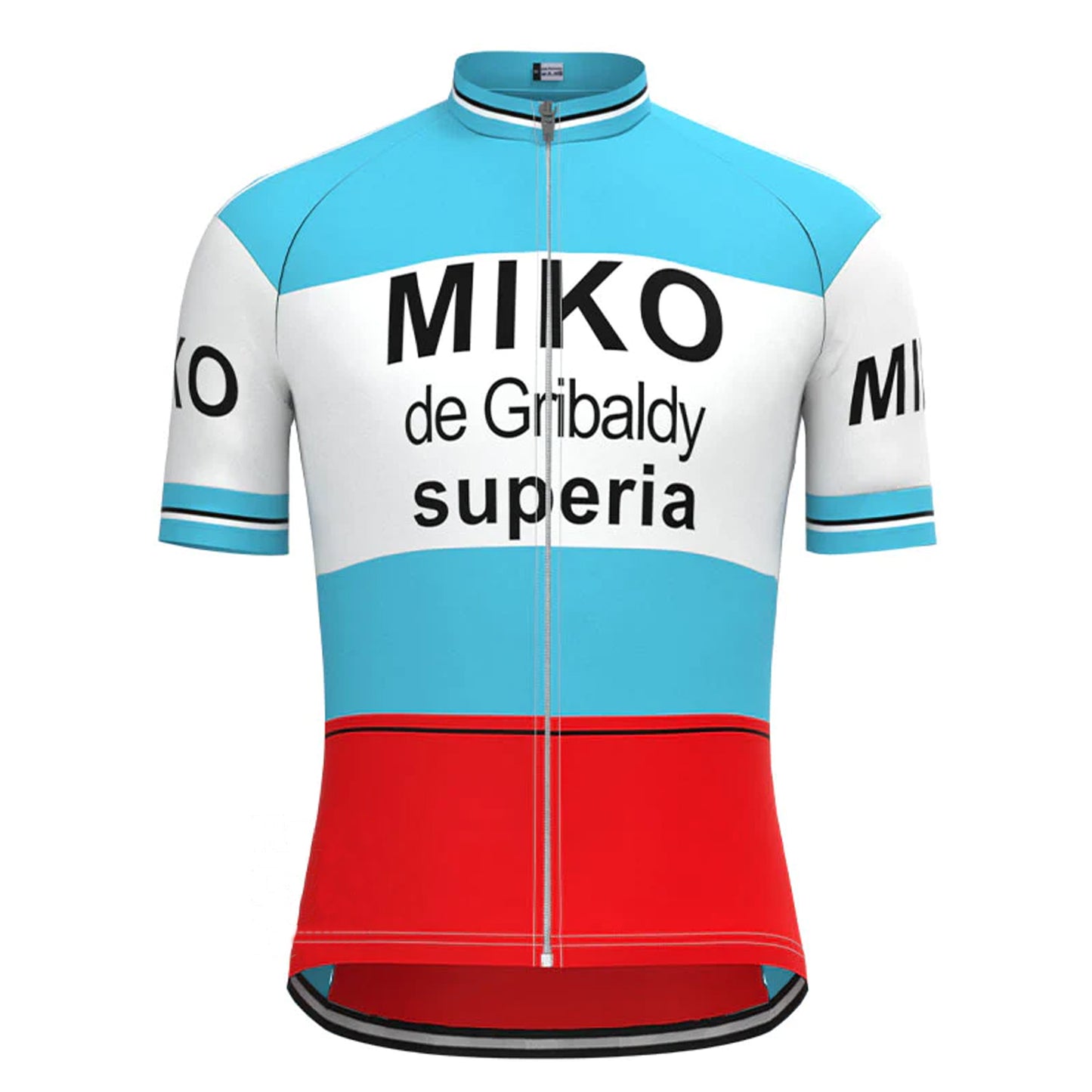 Miko–de Gribaldy Blue White Red Vintage Short Sleeve Cycling Jersey Top