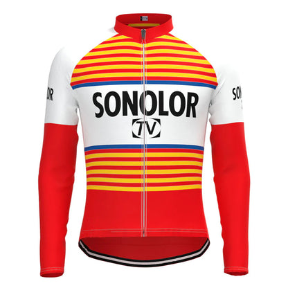 SONOLOR Red Vintage Long Sleeve Cycling Jersey Top
