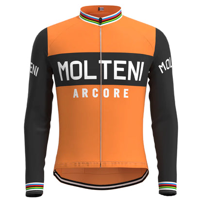 MOLTENI Orange Vintage Long Sleeve Cycling Jersey Top