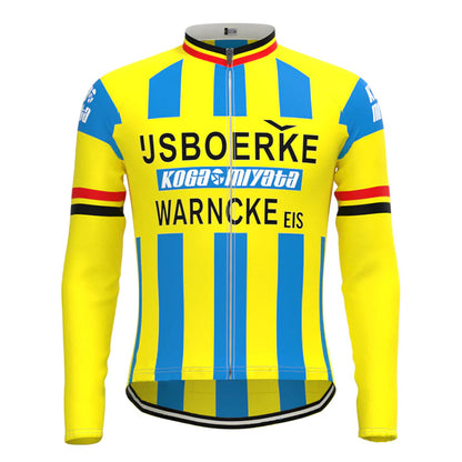 IJsboerke Yellow Vintage Long Sleeve Cycling Jersey Top