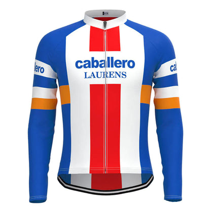 Caballero Blue White Red Vintage Long Sleeve Cycling Jersey Top