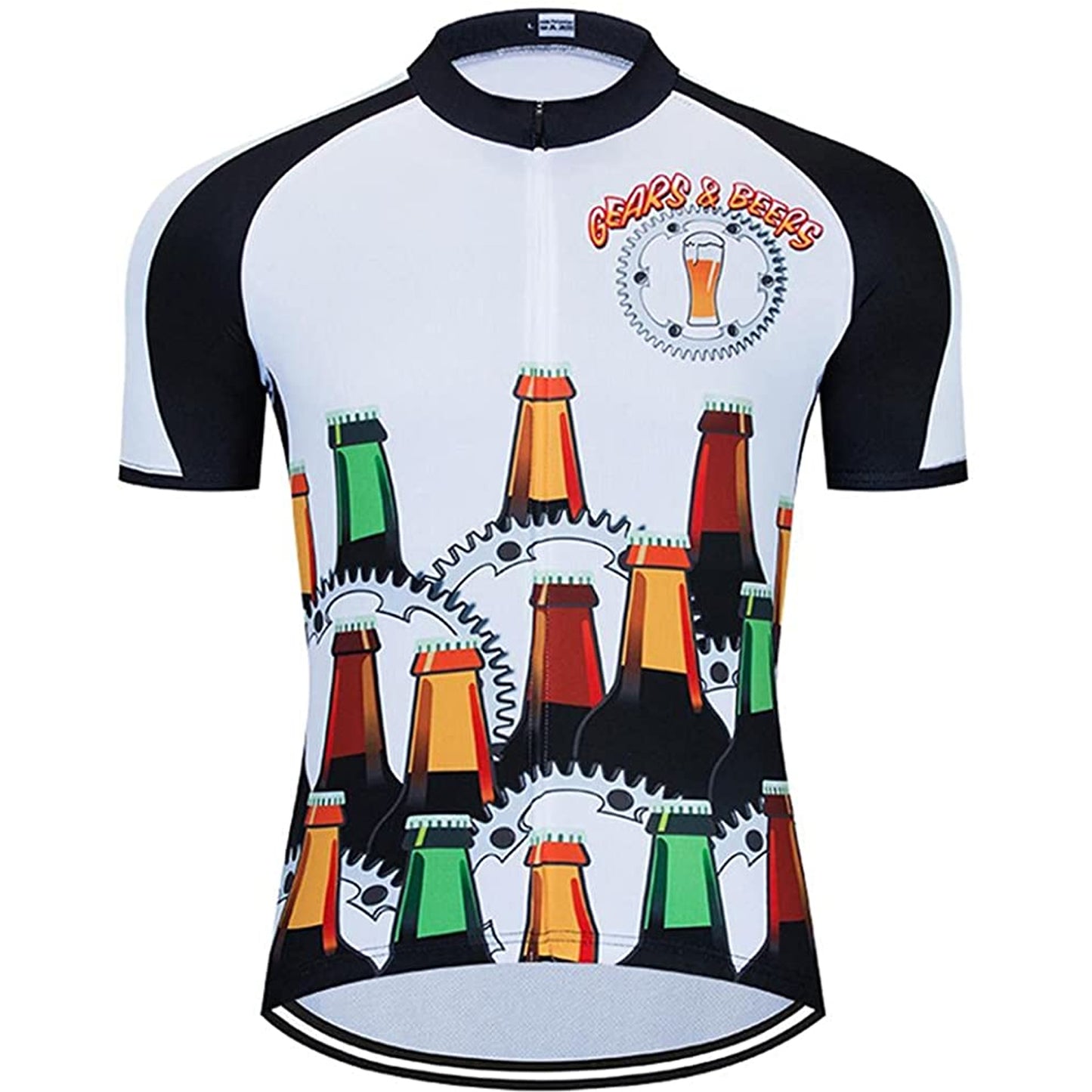 Gears & Beers Men Funny MTB Short Sleeve Cycling Jersey Top