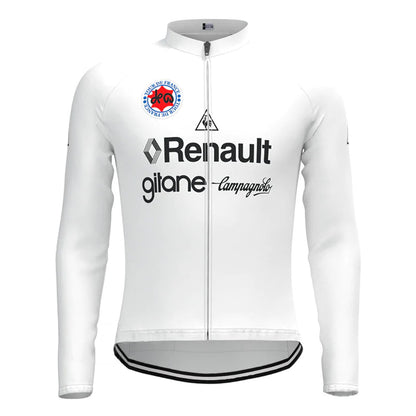 Renault White Vintage Long Sleeve Cycling Jersey Top