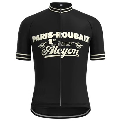 Paris Roubaix Black Vintage Short Sleeve Cycling Jersey Matching Set