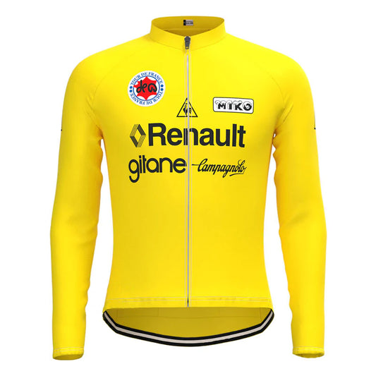 Renault Yellow Vintage Long Sleeve Cycling Jersey Top