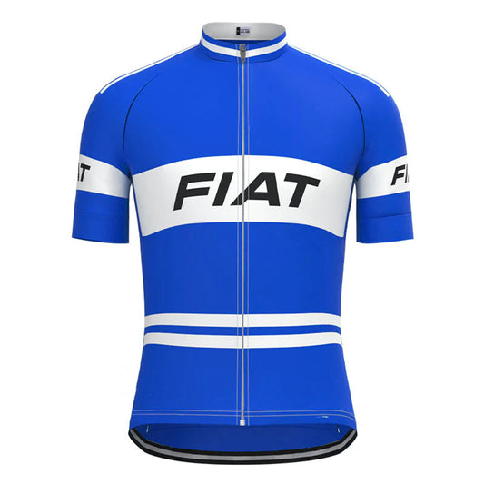 FIAT Blue Short Sleeve Vintage Cycling Jersey Top