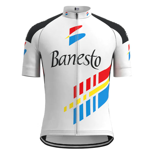 Banesto White Vintage Short Sleeve Cycling Jersey Top