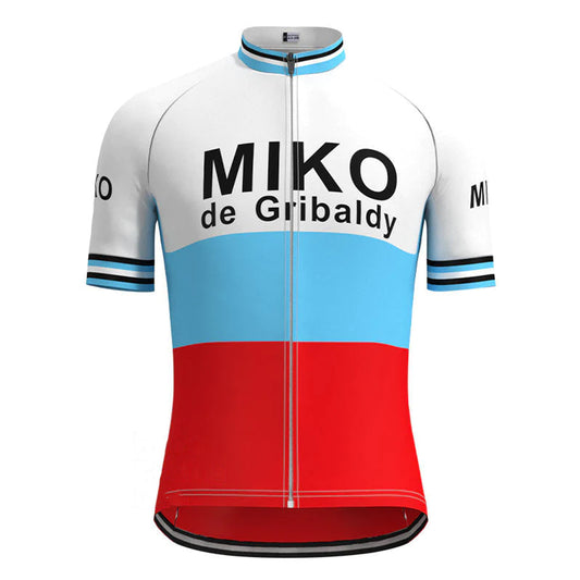 Miko de Gribaldy White Blue Red Vintage Short Sleeve Cycling Jersey Top