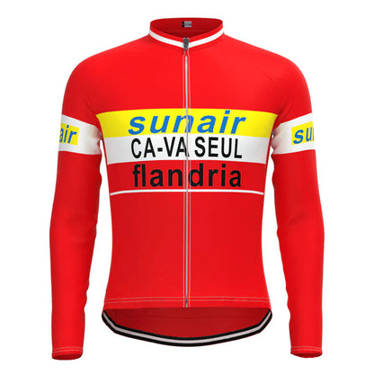 Sunair CA-VA Seul Flandria Red Vintage Long Sleeve Cycling Jersey Top