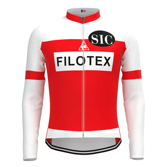 Filotex Red Vintage Long Sleeve Cycling Jersey Top