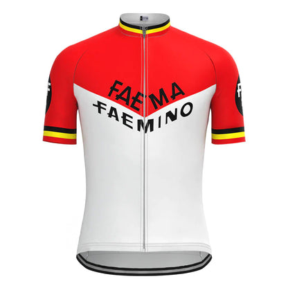 FAEMA White Red Short Sleeve Vintage Cycling Jersey Top